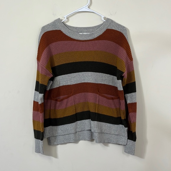 Madewell Sweaters - Madewell Multicolor Striped Knit Sweater With Pockets Size S